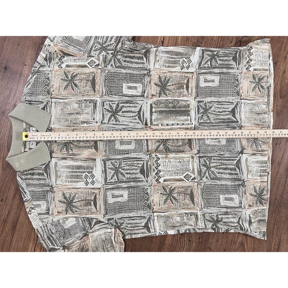 Tori Richard Cotton Lawn Palm Tree Tribal Hawaiian Mens Large Polo Shirt Beach - Picture 6 of 9